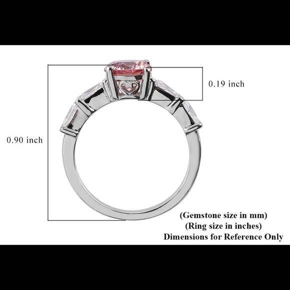 3.00 ctw  Silver Ring: Pink & White Swarovski - Picture 2 of 6